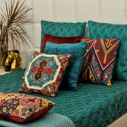 Ruzka Dark & Light Teal Reversible Paper Silk Bedspread - Quilts And Quilt Sets
