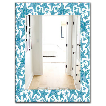 Designart Costal Creatures 4 Traditional Frameless Wall Mirror, 28x40