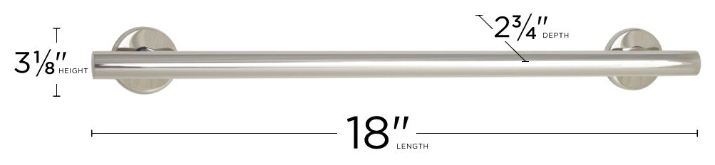 Coronado Straight Shower Grab Bar, Polished Stainless, 18