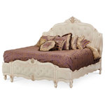 AICO - Lavelle Blanc Queen Tufted Mansion Bed - Influenced by Regal French culture, the traditional Old World carvings, scalloped shaped pieces and glazed metallic tipping speak to an era of unbounded luxury and the pleasure of owning superbly crafted furniture that will be a part of your family for generations. One look at Lavelle Blanc is all it takes to imagine yourself enjoying the grandeur and splendor of this gorgeous collection. Every day you will experience a rich opulence, previously only available in your warmest dreams