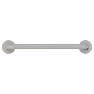 Coated Grab Bar With Safety Grip, ADA, Nylon Flange - 1 1/4" Dia, Light Gray, 16