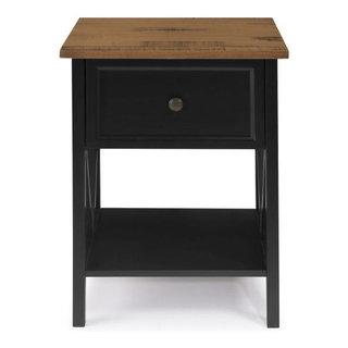 Walker Edison 1 Drawer Wood Side Table, Reclaimed Barnwood/Black ...