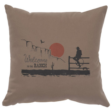 Image Pillow 16x16 Welcome Ranch Cotton Taupe