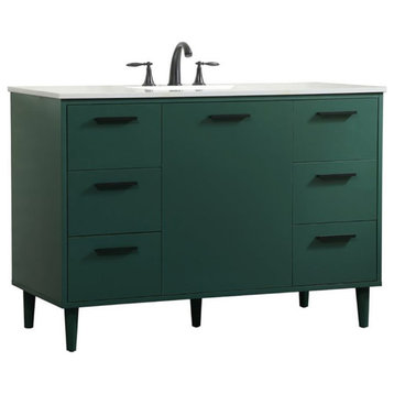 Elegant Decor Baldwin 48" Solid Wood and MDF Bathroom Vanity in Green