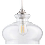 Linea di Liara - Ariella Ovale Glass Pendant Lamp with LED Bulb - Ariella pendants provide warm, comfortable illumination with their transitional design. The Ovale's versatility allows it to be used in kitchens, dining areas, bathrooms, bars, and more. Brushed nickel finish.