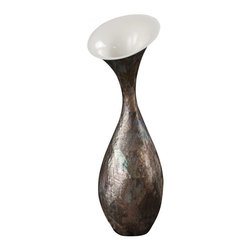 www.essentialsinside.com: mother of pearl shell & glossy cream lacquer wood vase - Vases