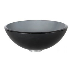 Kraus Frosted Black 14" Glass Vessel Sink With PU-MR Chrome GV-104FR-14 - Bathroom Sinks