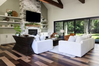 Example of a transitional living room design in Houston