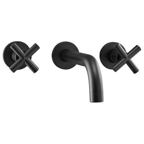 Ivy Double-Cross Handle Valve, Wall-Mount, Bathroom Faucet, Matte Black