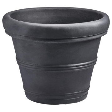 Crescent Garden Brunello Classic Rolled-Rim Plant Pot, 27" (Caviar Black)