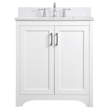 Elegant VF17030WH-BS 30"Single Bathroom Vanity, White With Backsplash