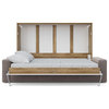 INVENTO Horizontal Murphy bed with Sofa and Mattress 55.1"x78.7", Oak Country/White + Beige