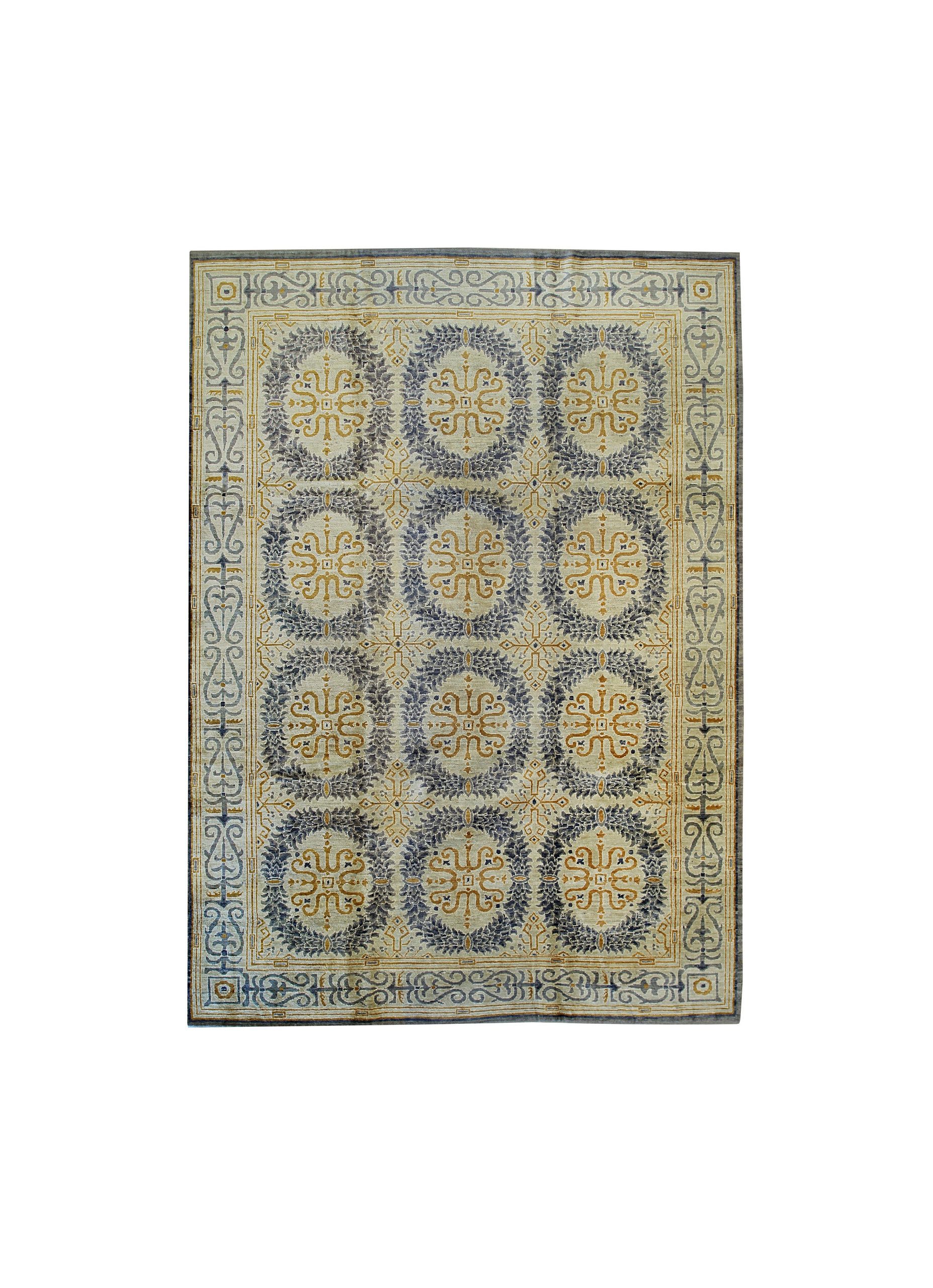 Spanish Influned Rugs Handwoven Wool Beige Transitional Floral Spanish Style Rug, 6.5'x10 ...