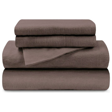 Traditional Flannel Deep Pocket Bed Sheet, Gray, Twin