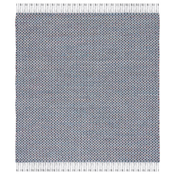 Safavieh Montauk Collection MTK475L Rug, Blue/Black, 6' X 6' Square
