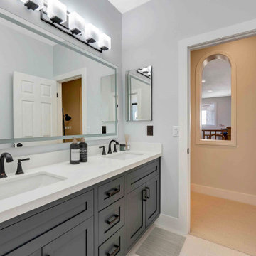 Bathroom Remodel in San Clemente with Elegant Vanity Design with Framed Mirror