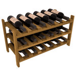Wine Racks America - 18-Bottle Stackable Wine Rack, Premium Redwood, Oak Stain - This all-new design features slanted bottle supports and an extended product depth. New depth protects bottle necks from damage. Stack these18 bottle kits as high as the ceiling or place a single one on a counter top. These DIY wine racks are perfect for young collections and expert connoisseurs.