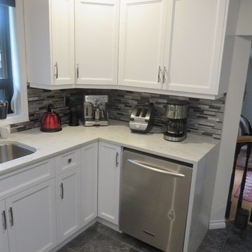 White Beveled Shaker Kitchen - Long Lake, Nanaimo (Cabinet Refacing)