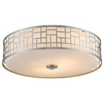 Z-Lite - Elea 3 Light Flush Mount in Brushed Nickel - The Elea family boasts a geometric pattern that combines matte opal glass with brushed nickel finish delivering a fascinating contemporary design.&nbsp