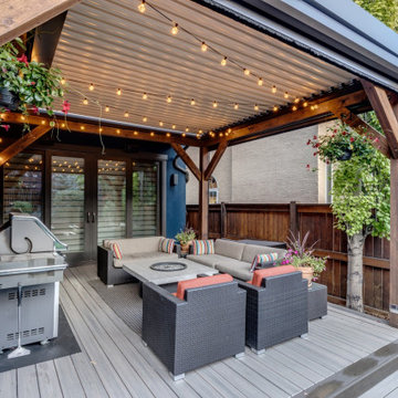 StruXure Adjustable Pergola on Cedar Frame with Phantom Motorized Screens