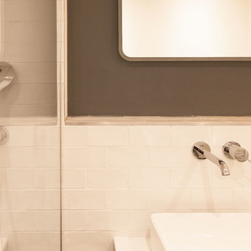 Rénovation d'un appartement en bleu et en bois à Paris - Projet Cimarosa
