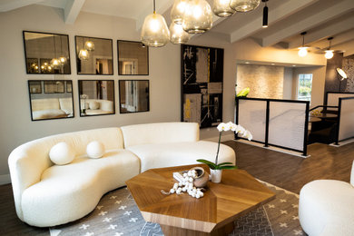 Example of a trendy living room design in Seattle