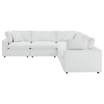 Sectional Sofa Set, Faux Vegan Leather, White, Modern, Living Lounge Hospitality