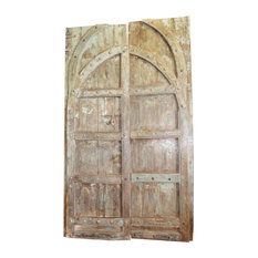 Consigned Antique Door Indian Teak Wood Green Vintage HAVELI Double Doors