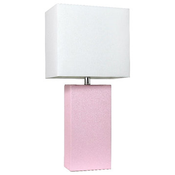 Lalia Home Lexington 21in Leather Base Table Lamp Blush Pink