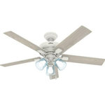 Hunter - Hunter 50854 Whittier 52" Ceiling Fan with LED Light and Pull Chain - Light reflects beautifully from the blue seeded SeWhittier 52" Ceiling Matte White *UL Approved: YES Energy Star Qualified: n/a ADA Certified: n/a  *Number of Lights: 3-*Wattage:9w LED bulb(s) *Bulb Included:Yes *Bulb Type:LED *Finish Type:Matte White