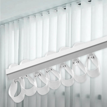 CHR46 Warrego Thick Ivory S-Fold/Wave Fold Ceiling/Wall Mount Curtain Rails