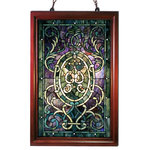 Warehouse of Tiffany - Tiffany-style Purple Wooden Frame Window Panel - This elegant Purple window panel has been handcrafted using methods first developed by Louis Comfort Tiffany.