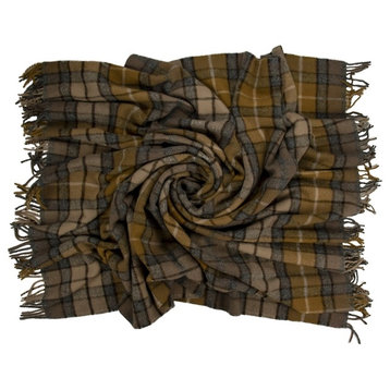 Prince of Scots Highland Tweed Pure New Wool Fluffy Throw, Natural Buchanan
