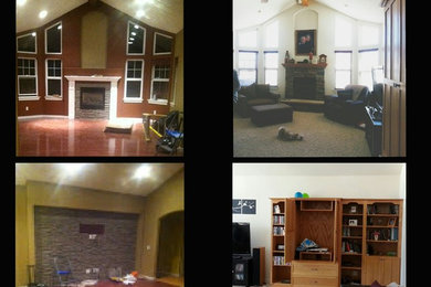 Transitional family room photo in Denver