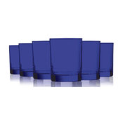 Cobalt Blue Colored Aristocrat Double Old Fashioned Glasses, 14 oz. Set of 6