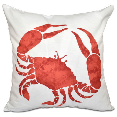 Crab, Animal Print Pillow, Coral, 16"x16"