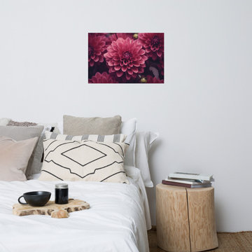 Burgundy Floral Wall Art: Delicate Details Burgundy Flowers Photorealism