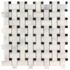 12"x12" Bianco Carrara Polished Marble Basket weave With Nero Marquina Dots