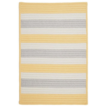 Stripe It Yellow Shimmer 10' Square, Square, Braided Rug