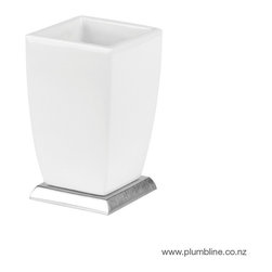 Mimi White Ceramic Bench Mount Tumbler - Toothbrush Holders