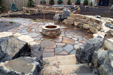Supplied Installations - Creston Valley Flagstone patio, Rundle accent Boulders