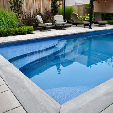 Aurora Fiberglass Pool Custom Composite Deck and Landscaping