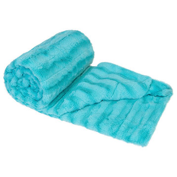Derby Jumbo Over-Sized Double Sided Faux Fur Throw Blanket, Sky Blue, 60"x80"