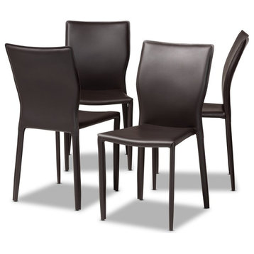 Baxton Studio Heidi Brown Faux Leather Upholstered 4-Piece Dining Chair Set