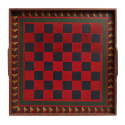Folk Art Game Board - Red Checker - Artwork