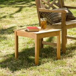 Light Brown Square Teakwood End Table - Outdoor Side Tables