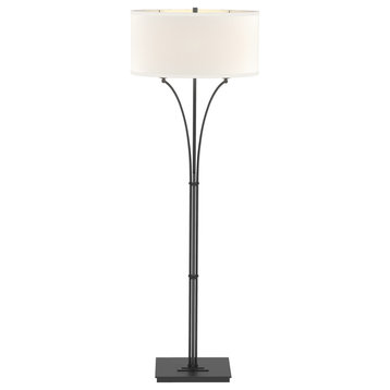 Contemporary Formae Floor Lamp, Black, Flax Shade