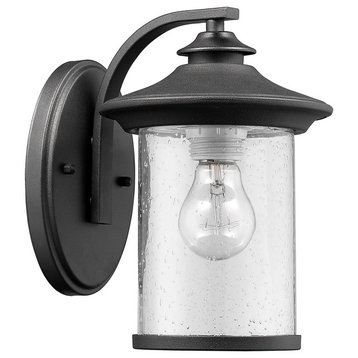 Liam Transitional 1-Light Outdoor Wall Sconce, Black, 10" Height