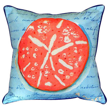 Betsy Drake Coral Sand Dollar Blue Pillow- Indoor/Outdoor