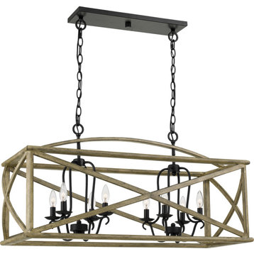 Quoizel WHN841DW Eight Light Island Chandelier, Distressed Weathered Oak Finish